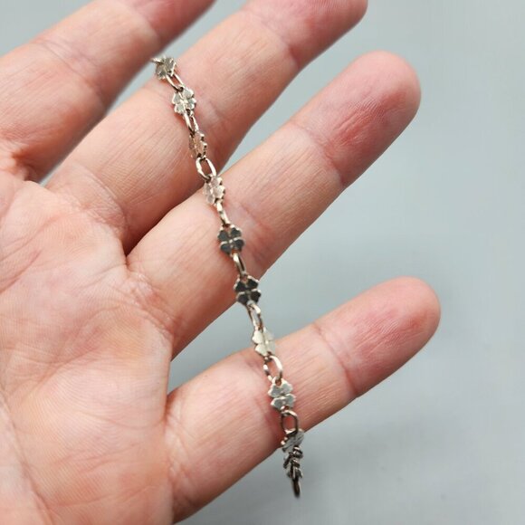 Sterling Silver Four Leaf Clover Child's Chain Bracelet Luck of the Irish - Picture 8 of 11